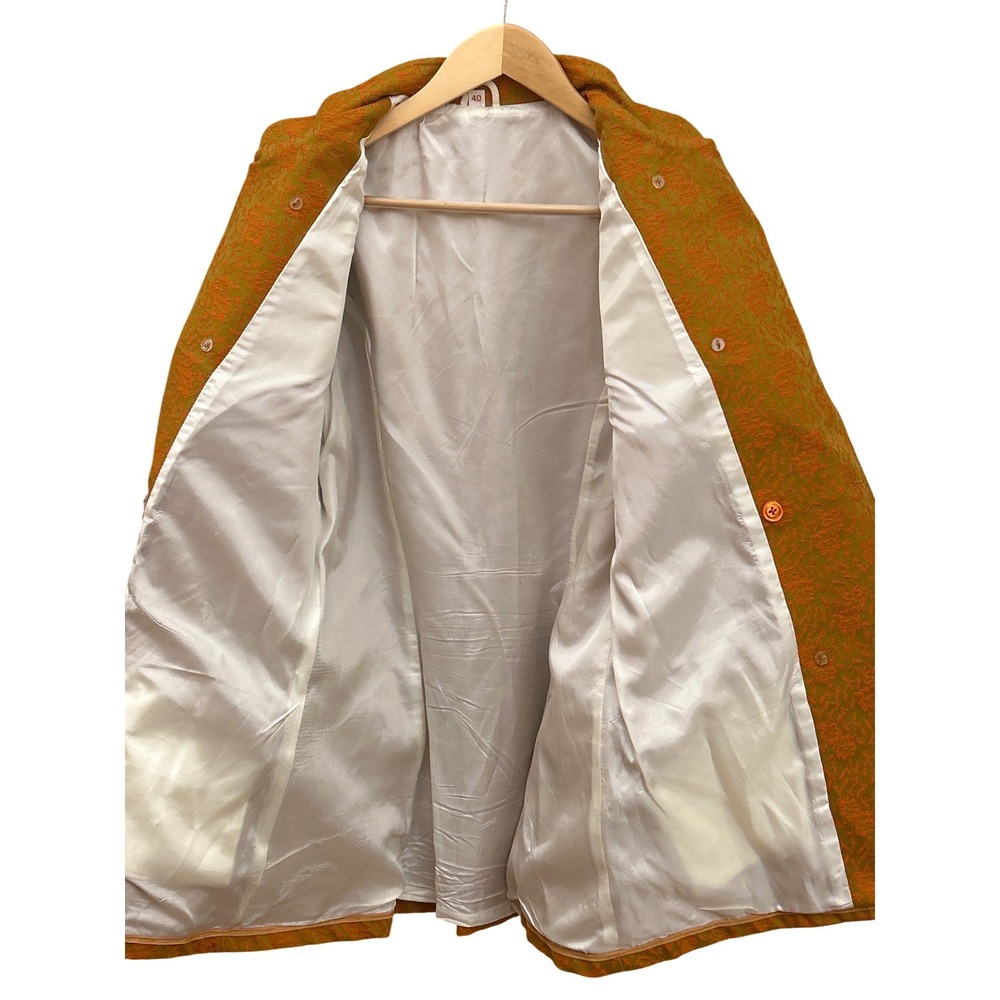 Vintage Gold Brocade Mandarin Collar Jacket Asian Inspired Mod Boho Retro - Picture 6 of 7